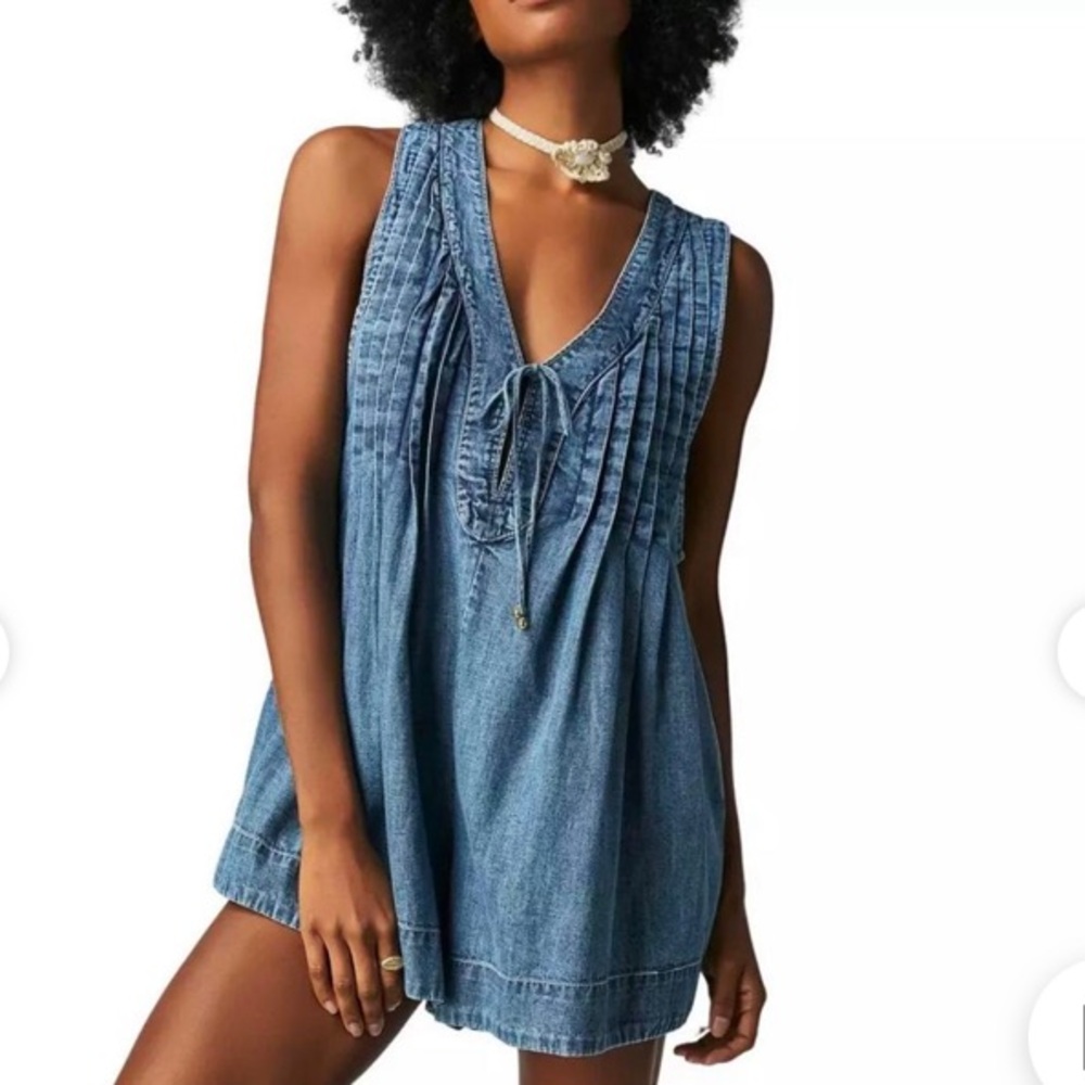 Free people Webster denim romper